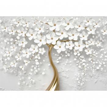 Trompe l'œil Arbre et Fleurs Magnolias 200x140 cm