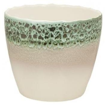 Macetero Cerámico Blanco Verde Romimex 27 x 23 x 27 cm