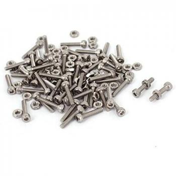M2x10mm Embout à Tête Hexagonale à Tête Socket Cap Vis Boulons Écrou Ensemble de 50 pcs