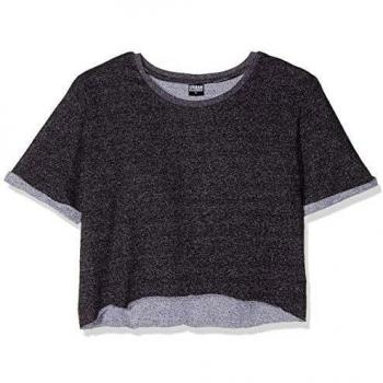 Urban Classics Women's Melange Cropped Short Sleeve Crew Jumper, Multicolour