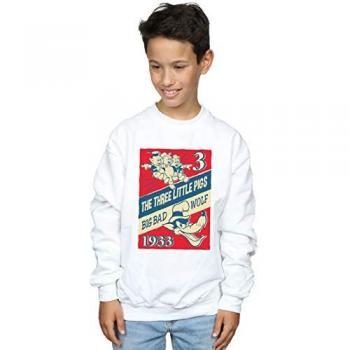 White Three Little Pigs & Big Bad Wolf Kids’ Hoodie, 9 Years Old