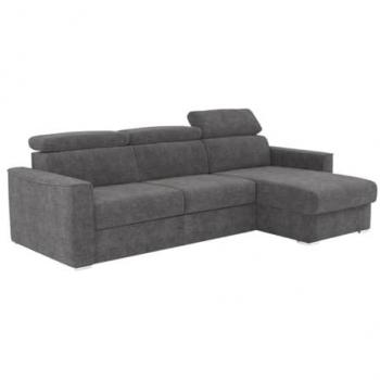 Canapé d'angle chenille gris anthracite, conversion rapide