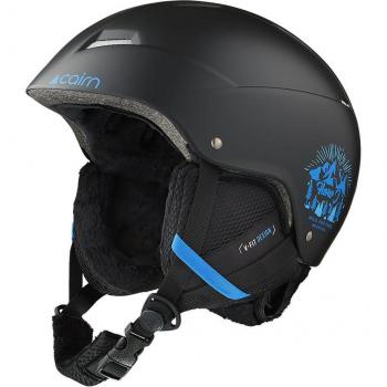 Kids Cairn Flow Helmet, Black with Electric Blue Accent, Size 48/50