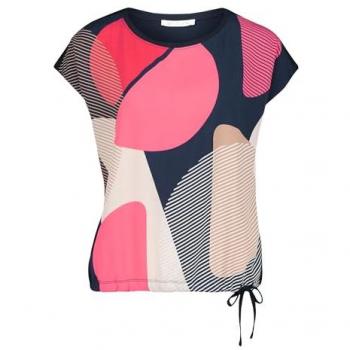 Betty & Co Damen Casual Shirt – Kurzarm, Bunt (Dunkelblau/Rot)