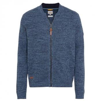 Camel active Herren Mouliné Strickjacke aus zertifiziertem Organic Cotton in melierter Optik, Blau