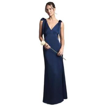 Coast Womens Navy Bridal Max – Satin Crepe, V-Neck, Tie Shoulder, Size 16
