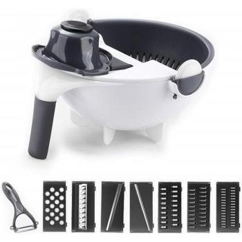 9-in-1 Multifunction Vegetable Chopper with Drain and Rotate Feature