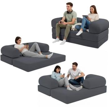 Bananair Canapé-Lit Compressible 2 Places – Velours Côtelé Gris (90×180 cm)
