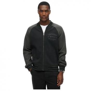 Chaqueta Bomber Superdry para Hombre con Gráfico College en Negro