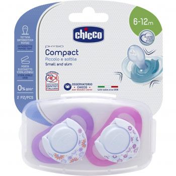 Chicco 00074833110000 Succhietto Compact Girl Silicone Rosa 6-12 Mesi 2 Pezzi