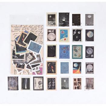 Kawaii Vintage Planet Stamp Stickers (46 pcs)