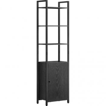 Étagère verticale 6 niveaux porte métal Noir Boisé 40L cm