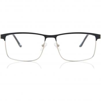 Square Full Rim Metal Men's Prescription Glasses Black Size 55