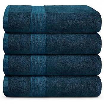 TRIDENT Bath Towels Set, 100% Air Rich Cotton Yarn, 4 Piece Large Bath Towel, Super Soft, High Absorbent Towels for Bathroom, 550 GSM, Soft Comfort (Peacock)