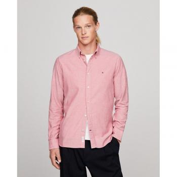Camicia Rossa Uomo Oxford 1985 Flex Tommy Hilfiger Maniche Lunghe