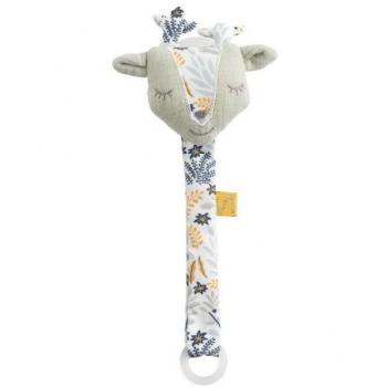 Attache-tétine en coton cerf vert tilleul