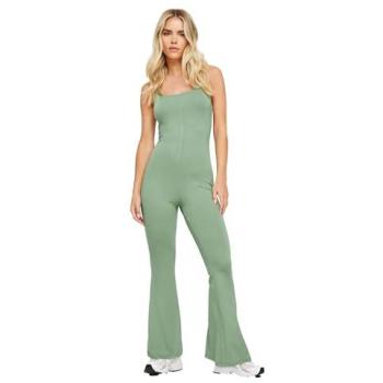 Women's Green Petite Jersey Flared Jumpsuit – Size 12