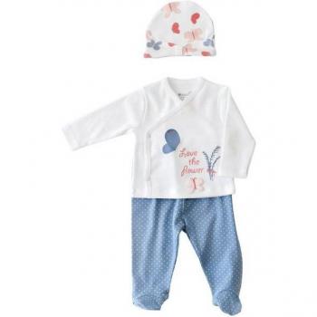 Naturwild‑Set 3‑teilig: Langarmshirt, Hose & Mütze in 100 % Bio-Baumwolle