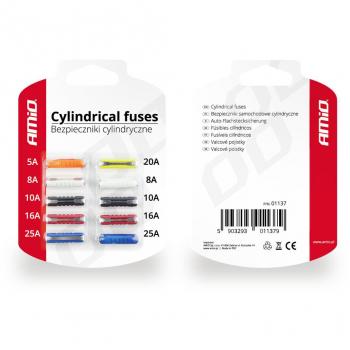 Pack de 10 fusibles cylindriques pour voiture