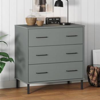 VidaXL OSLO 3 Drawer Sideboard Grey 77x40x79.5 cm Solid Wood