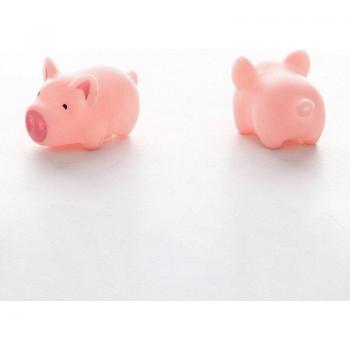 Conjunto de dos juguetes para perros de goma, cerdos chillones decorativos de 5 cm