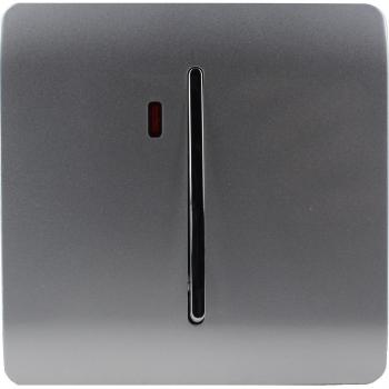 Trendi Artistic Modern Glossy Screwless 20 Amp Heavy Duty Switch & Neon Insert Silver