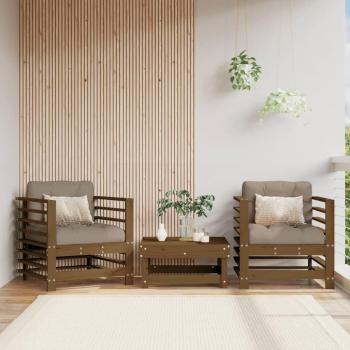 Sillas de jardín con almohadas 2 piezas sólida miel de madera de pino