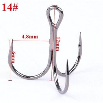 FTK High Carbon Steel Treble Hooks (10-20 pcs, Sizes 2/4/6/8/10)