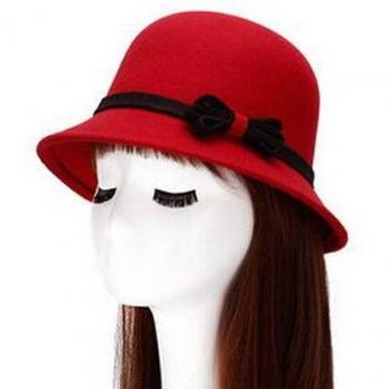 Sombrero clásico para mujeres, estilo europeo, fabricado en lana artificial y algodón, detalle de lazo Bowknot, 6 colores disponibles, modelo 8108, pieza única