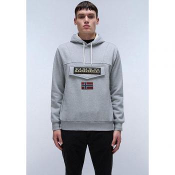 Napapijri Herren Hoodie „BURGEE“ – Größe XL – Grau