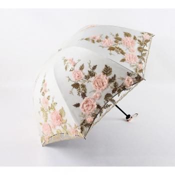 Eleganter Blumen-Regenschirm für Damen – Faltbarer Sonnenschirm mit UV-Schutz für Strand und Garten