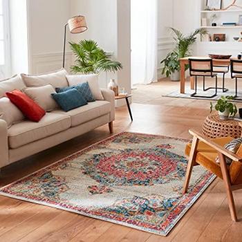 Nazar Beige Tapis Salon Vintage, Poils Courts 200 × 290 cm