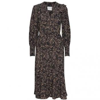 Maxikleid Fina – Atelier Rêve Damenmode, graues Pattern‑Kleid