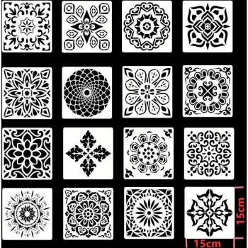 16pcs Mandala Art Stencils