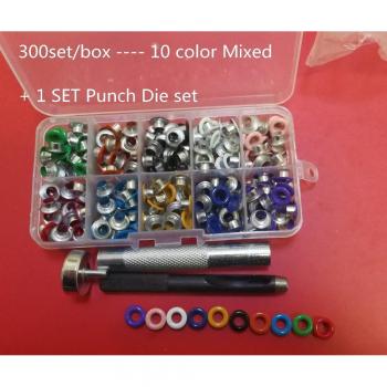 300 Set Multicolor Eyelet and Punch Tool for Leather Craft