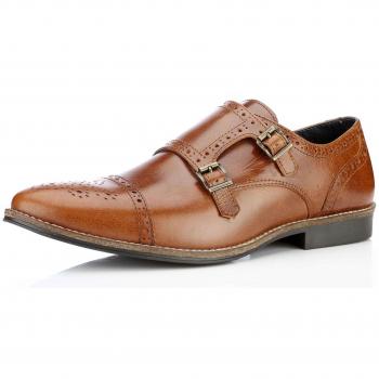 Double Monk Strap Leather Brogues – Eaton Red‑Tape Edition