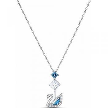 Collier Femme Cygne Éblouissant Plaqué Argent Cristal (Bleu-4)