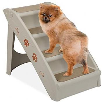 4-Step Dog Ramp, Pet Access Stairs for Bed & Sofa, Max. 100 kg, Grey