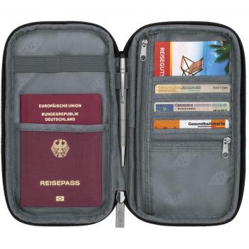 Schwarzer Wedo Reisepass‑Portemonnaie mit 8 Fächern