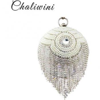 Chaliwini Silver Bowling Tote with Tassel