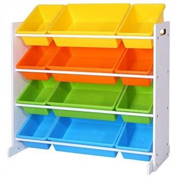 Scaffale Multi-Ripiano per Bambini con Scatole in Plastica