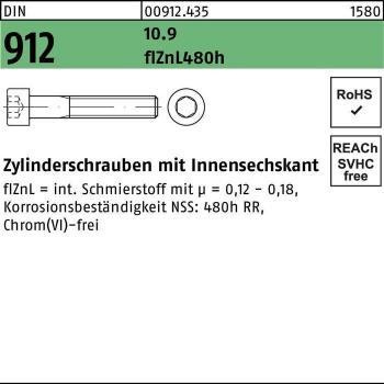 Zylinderschraube M5 x 40 mm DIN 912 10.9 verzinkt, 200 Stück
