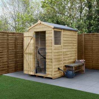 Forest 4Life 6ft x 4ft Apex Pressure-Treated Overlap Wooden Shed with Foundation and Guarantee