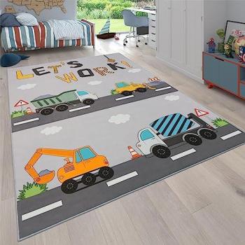 Tappeto Cameretta Bambina Auto Grigio Crema 80x150 cm