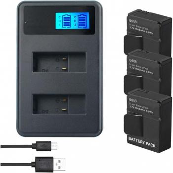 GoPro Hero 3/3+ Akku Paket mit Dual LED Ladegerät (2 Stück)
