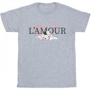 T-shirt 101 Dalmatiens L'Amour en coton pour filles Disney 12-13 gris