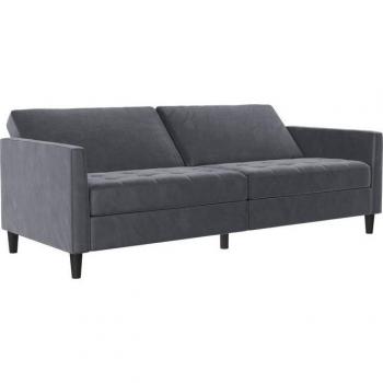 Canapé-lit Presley 3 places velours anthracite