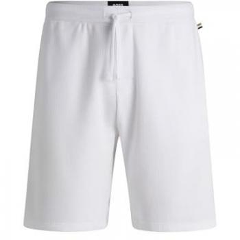 BOSS Herren Pyjamashorts mit Logo Weiß