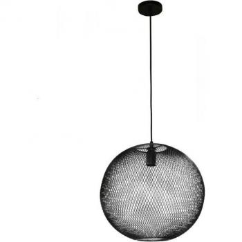 Suspension luminaire ronde en métal noir design industriel