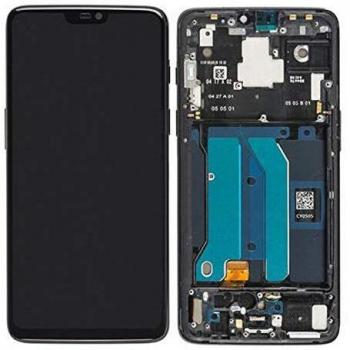 Ersatzdisplay für OnePlus 6 A6000 A6003 mit Touchscreen und Rahmen in Schwarz